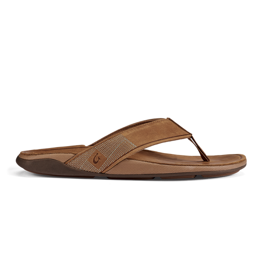 OluKai Quality - Tuahine Men's Waterproof Leather Beach Sandals - Toffee