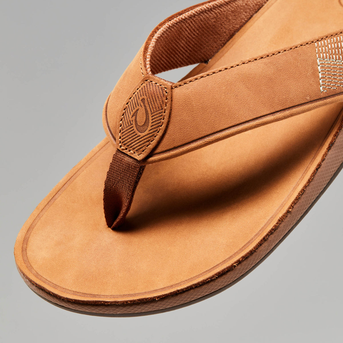 OluKai Quality - Tuahine Men's Waterproof Leather Beach Sandals - Toffee