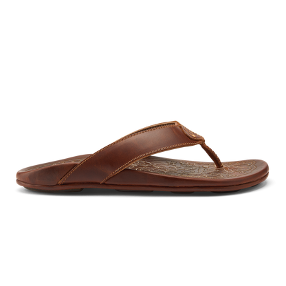 OluKai Quality - Mekila Men's Full-Grain Leather Beach Sandals - Natural