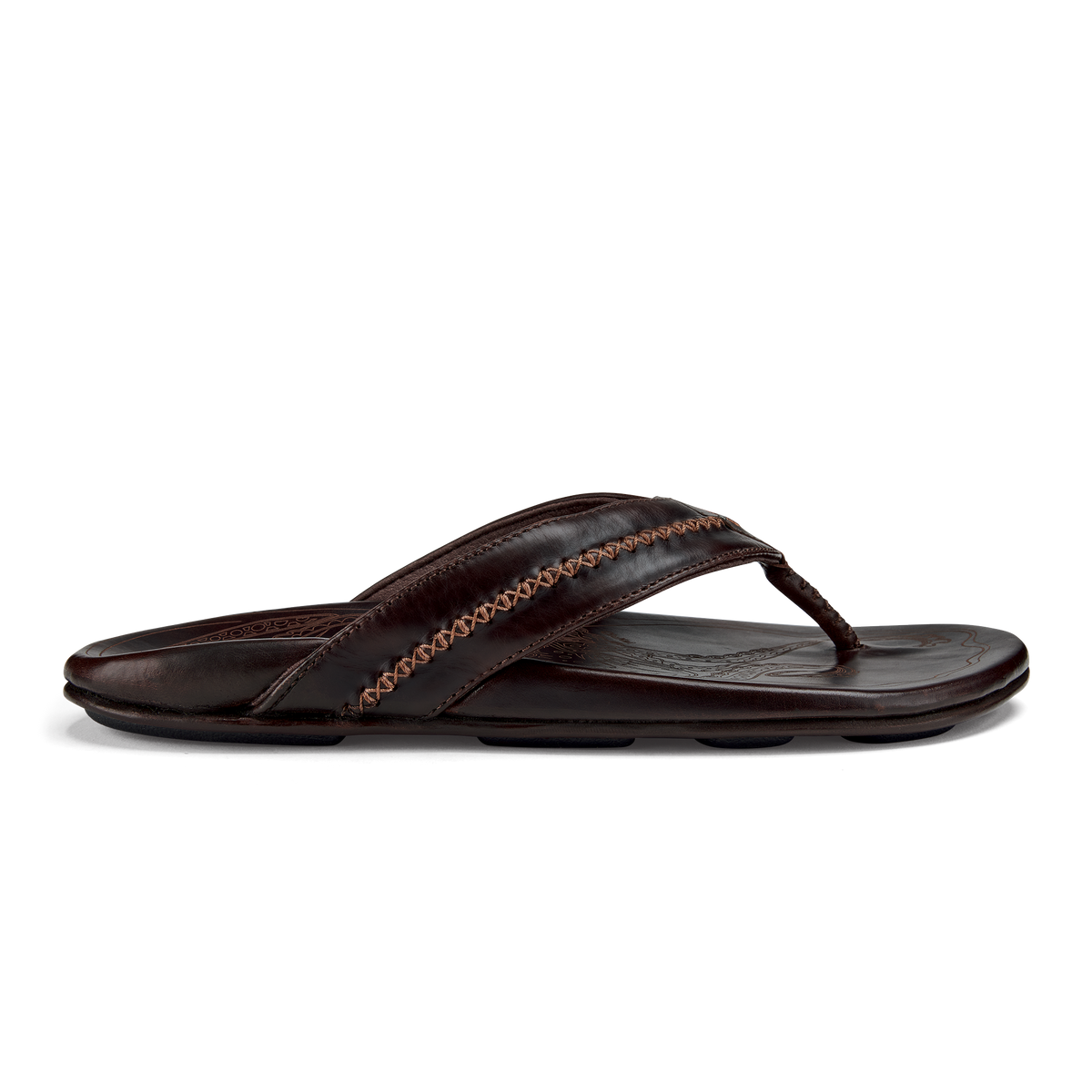 OluKai Exclusive - Mea Ola Men's Leather Beach Sandals - Dark Java
