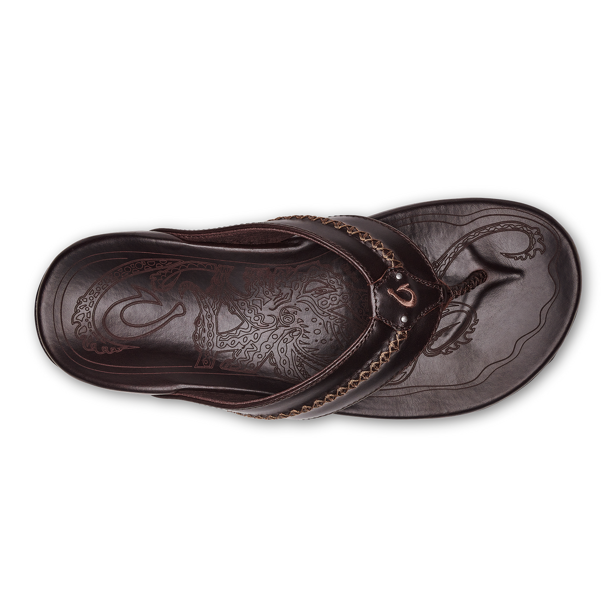 OluKai Exclusive - Mea Ola Men's Leather Beach Sandals - Dark Java