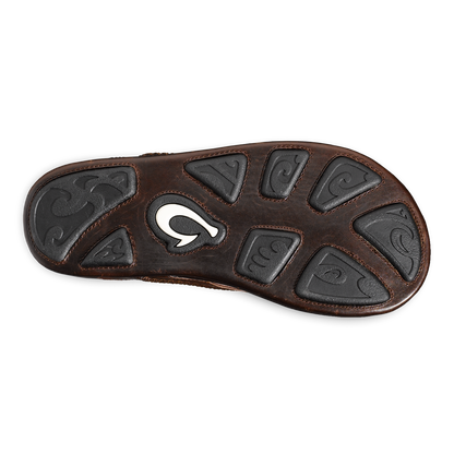 OluKai Exclusive - Mea Ola Men's Leather Beach Sandals - Dark Java