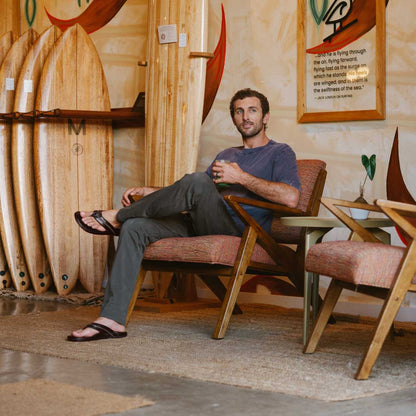OluKai Exclusive - Mea Ola Men's Leather Beach Sandals - Dark Java