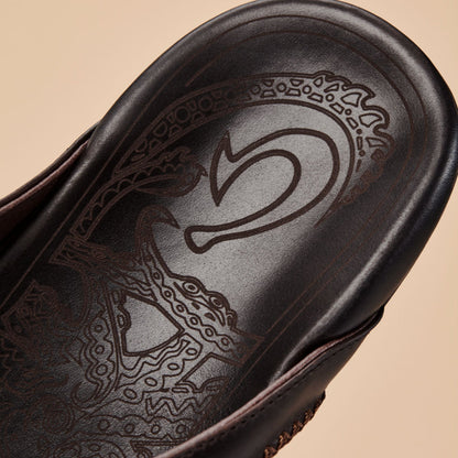 OluKai Exclusive - Mea Ola Men's Leather Beach Sandals - Dark Java