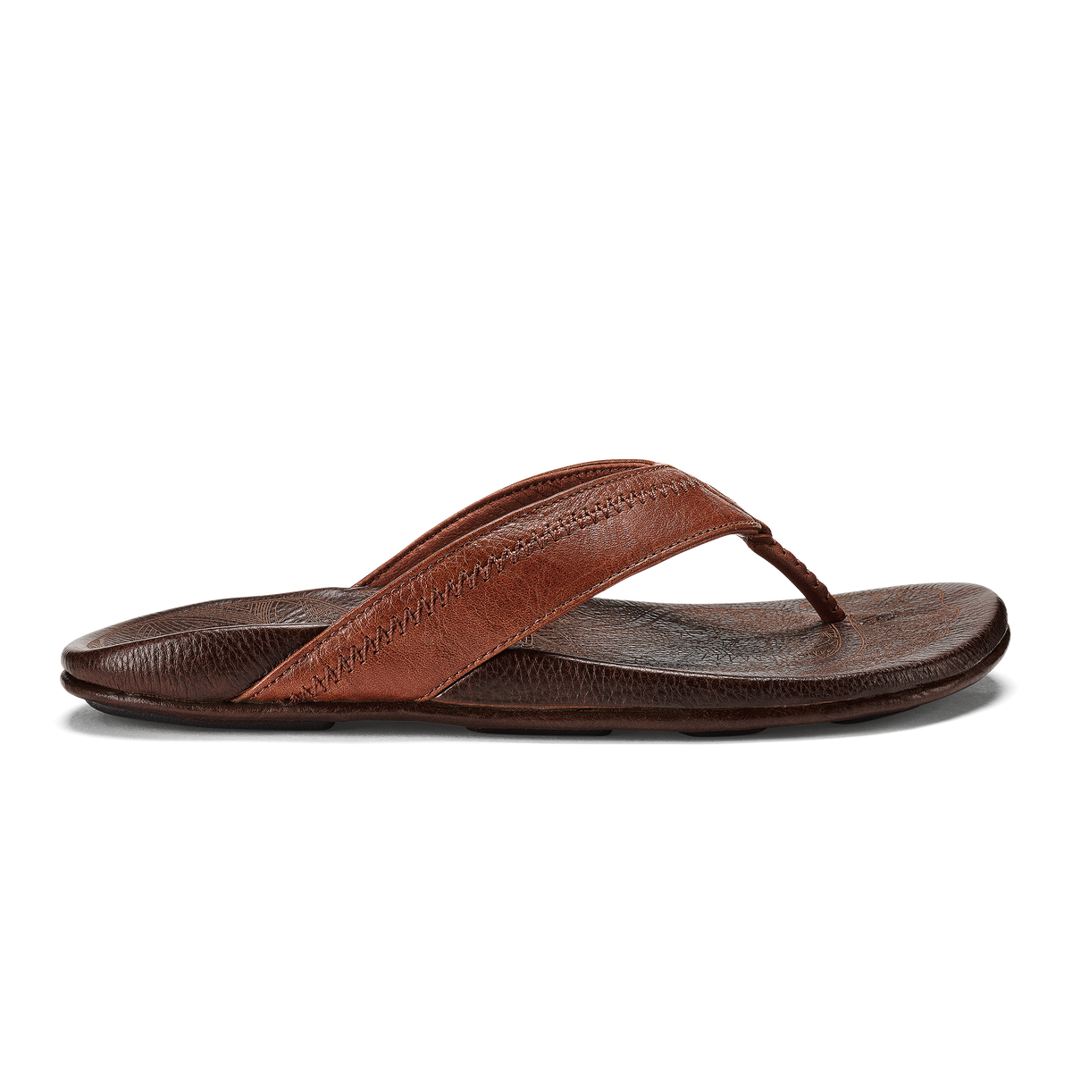 OluKai Best Seller - Hiapo - Rum / Dark Wood Men’s Leather Beach Sandals