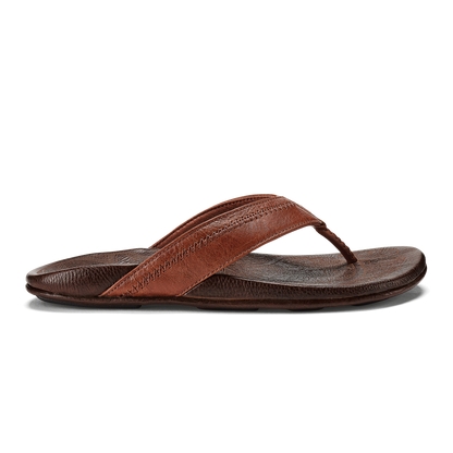 OluKai Best Seller - Hiapo - Rum / Dark Wood Men’s Leather Beach Sandals
