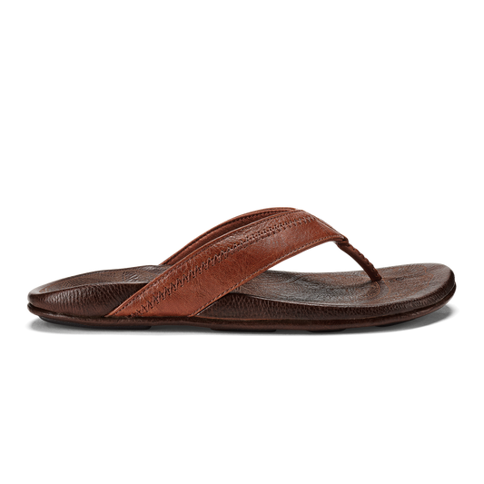 OluKai Best Seller - Hiapo - Rum / Dark Wood Men’s Leather Beach Sandals