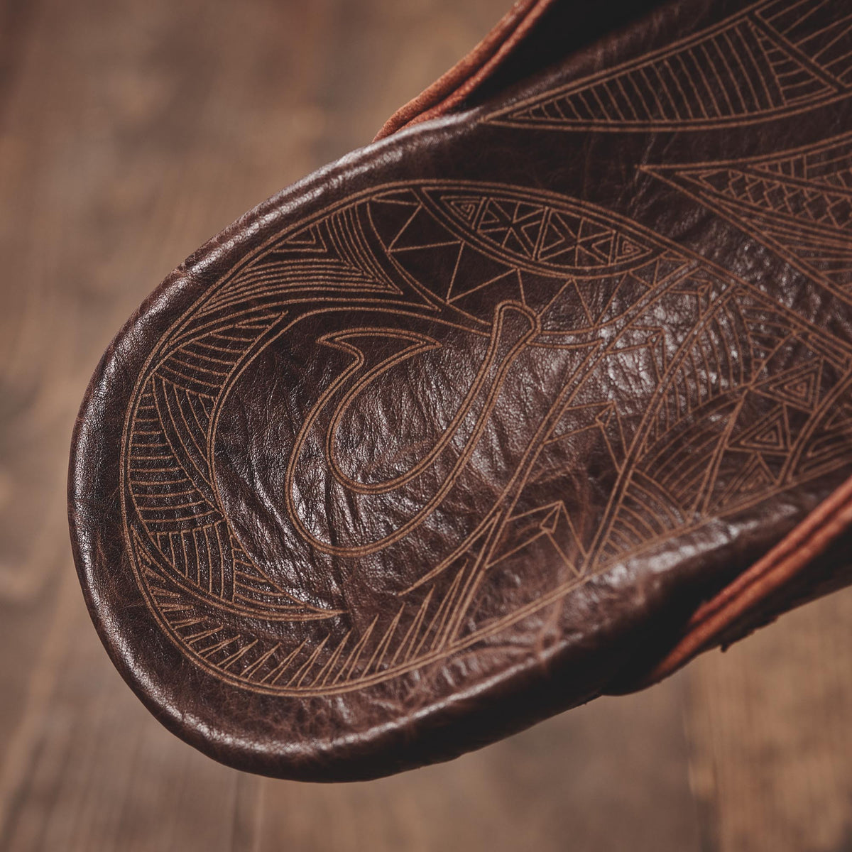 OluKai Best Seller - Hiapo - Rum / Dark Wood Men’s Leather Beach Sandals