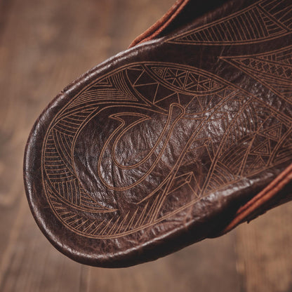 OluKai Best Seller - Hiapo - Rum / Dark Wood Men’s Leather Beach Sandals