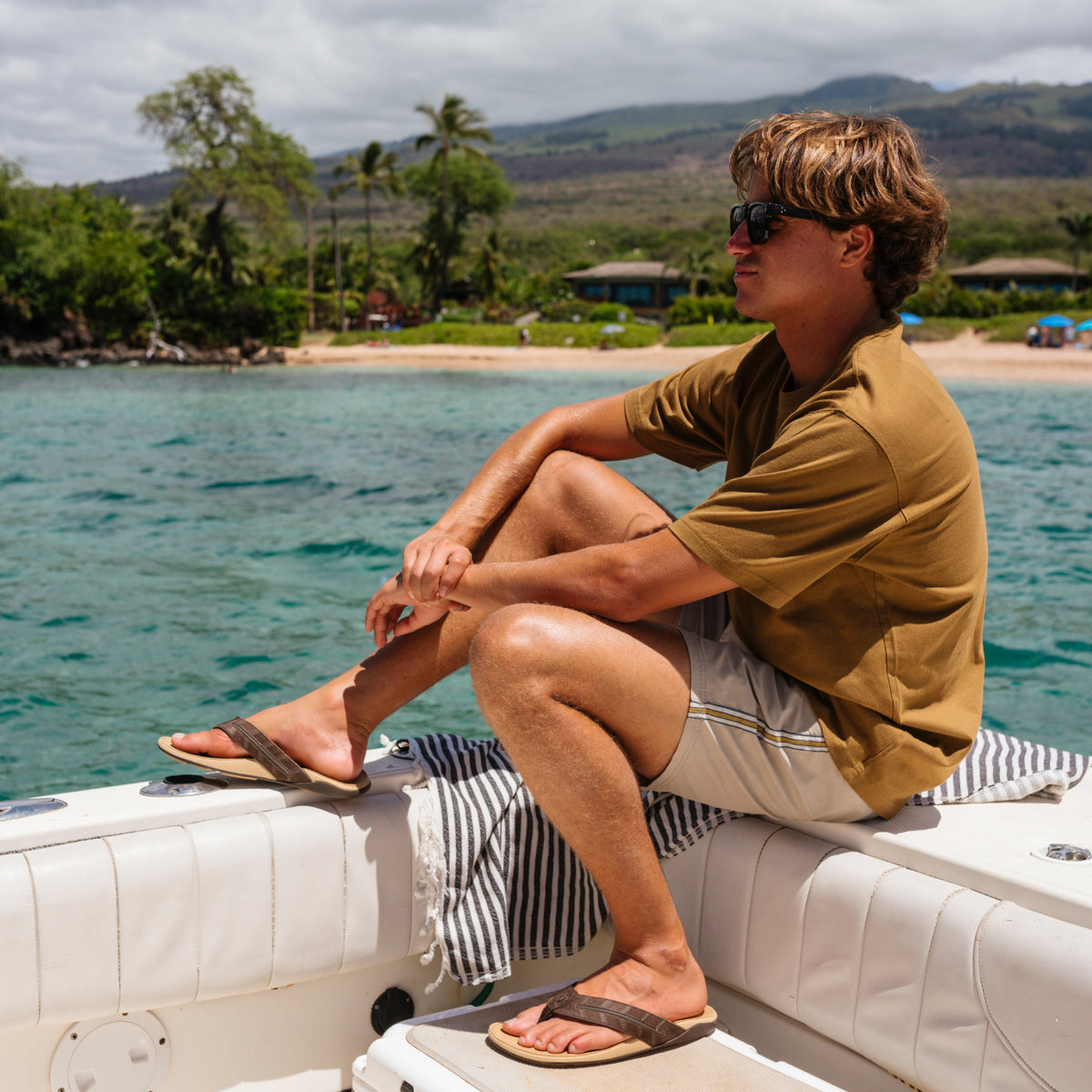 OluKai Deals - Tuahine Palm - Dk Java / Golden Sand