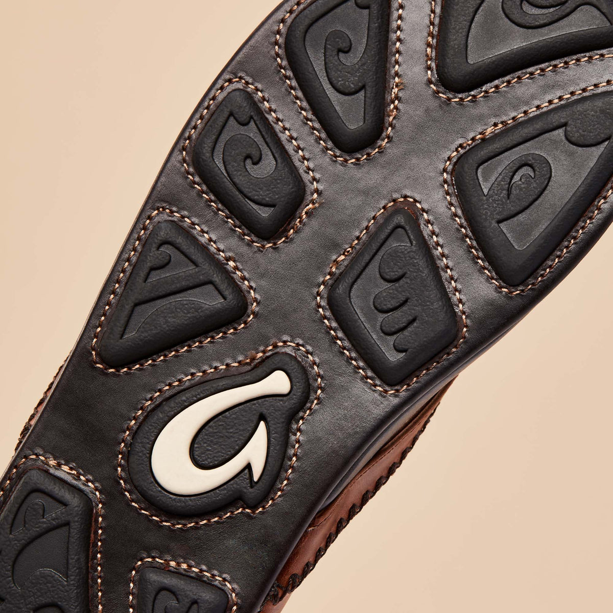 OluKai Trusted - Mea Ola Men's Leather Sandals - Tan / Dark Java