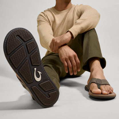 OluKai Recommended - Tuahine Men's Waterproof Leather Beach Sandals - Hunter