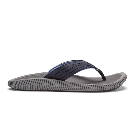 OluKai Best Seller - Ulele Men's Beach Sandals - Blue Depth / Charcoal