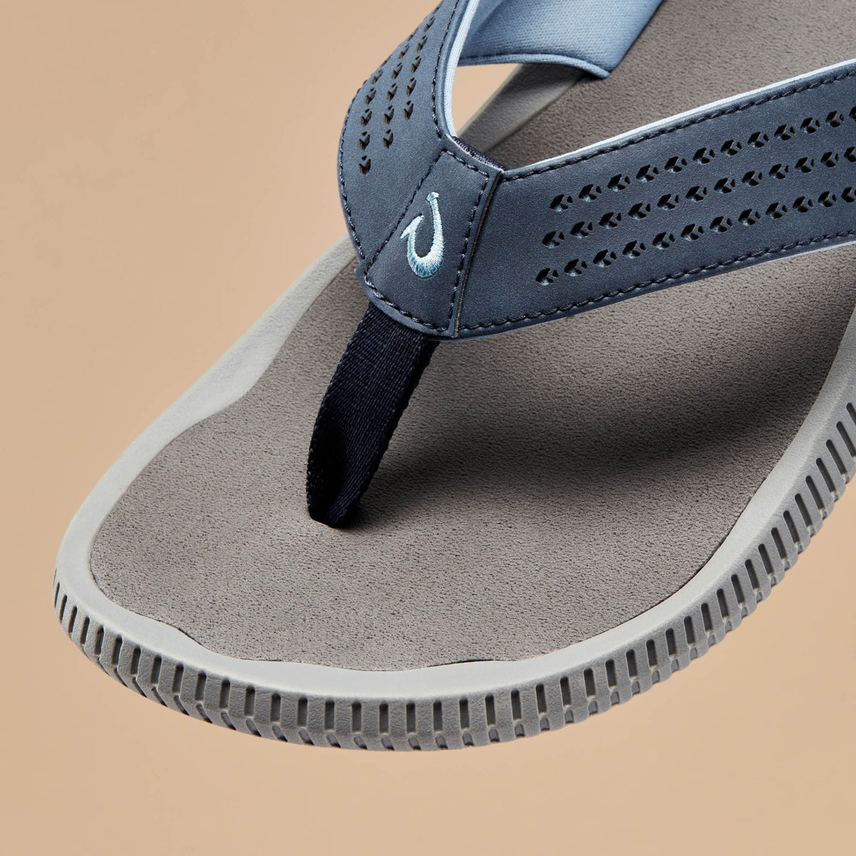 OluKai Best Seller - Ulele Men's Beach Sandals - Blue Depth / Charcoal