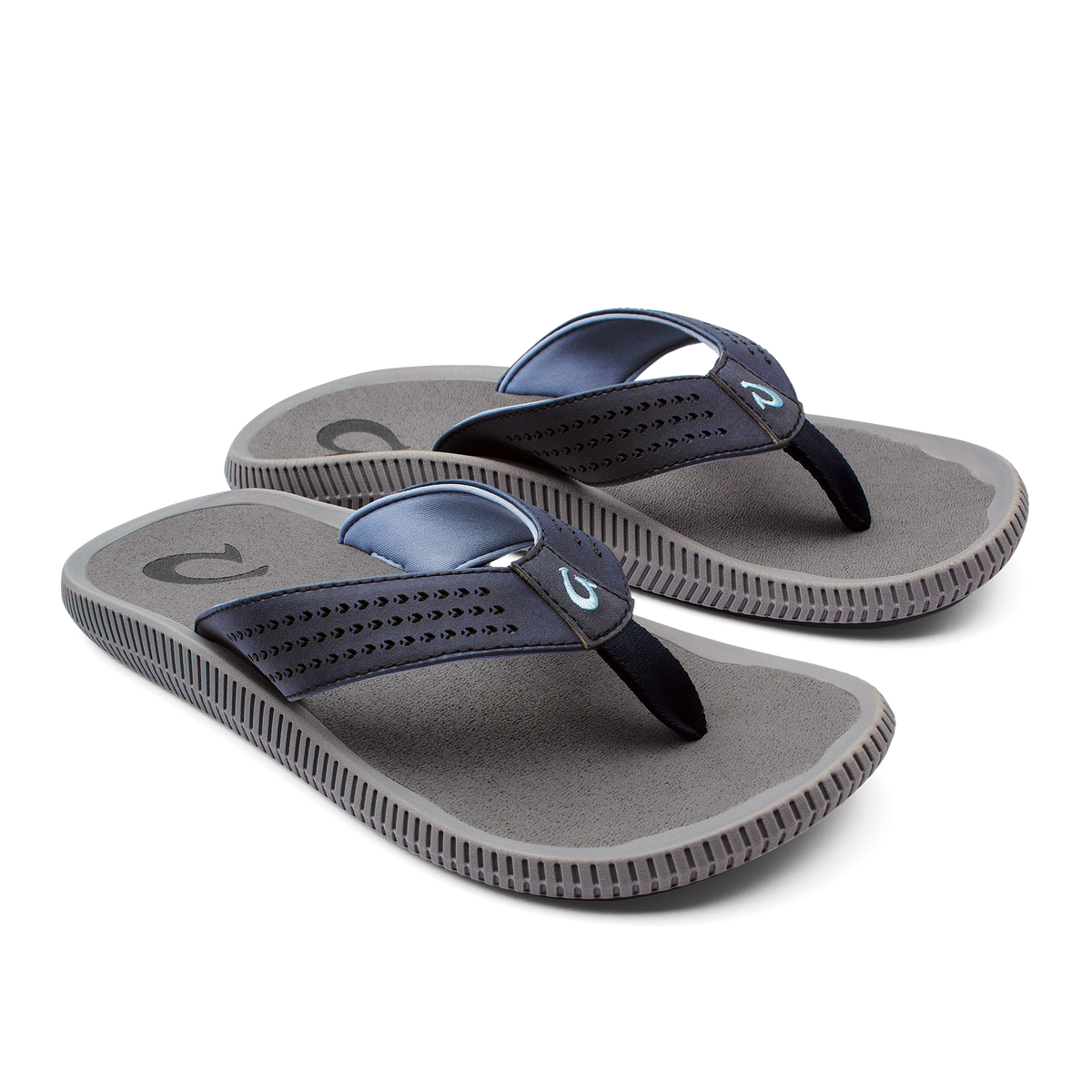 OluKai Best Seller - Ulele Men's Beach Sandals - Blue Depth / Charcoal