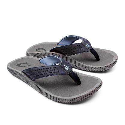 OluKai Best Seller - Ulele Men's Beach Sandals - Blue Depth / Charcoal
