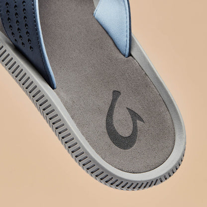 OluKai Best Seller - Ulele Men's Beach Sandals - Blue Depth / Charcoal
