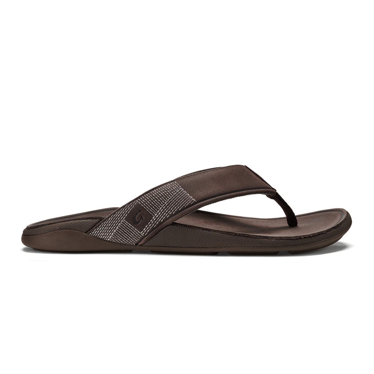 OluKai Customer Favorite - Tuahine Men's Waterproof Leather Beach Sandals - Dark Wood