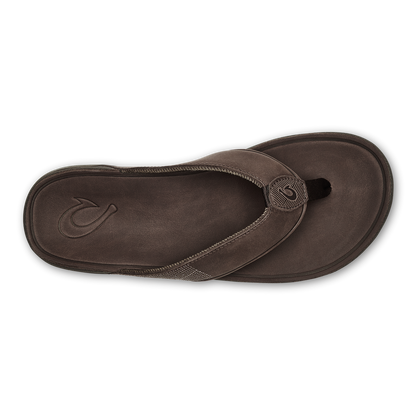 OluKai Customer Favorite - Tuahine Men's Waterproof Leather Beach Sandals - Dark Wood