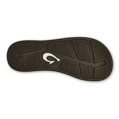 OluKai Customer Favorite - Tuahine Men's Waterproof Leather Beach Sandals - Dark Wood