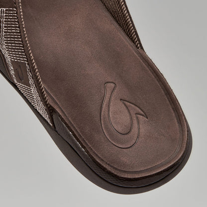OluKai Customer Favorite - Tuahine Men's Waterproof Leather Beach Sandals - Dark Wood
