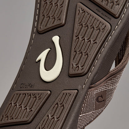 OluKai Customer Favorite - Tuahine Men's Waterproof Leather Beach Sandals - Dark Wood
