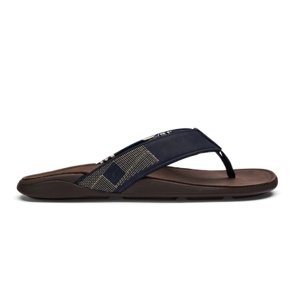 OluKai Premium - Tuahine Men's Waterproof Leather Beach Sandals - Trench Blue