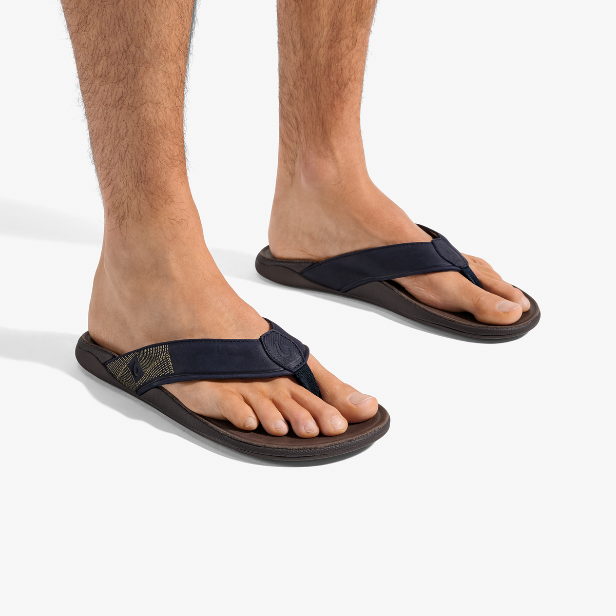 OluKai Premium - Tuahine Men's Waterproof Leather Beach Sandals - Trench Blue