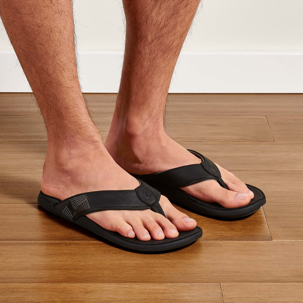 OluKai Featured - Tuahine Men's Waterproof Leather Beach Sandals - Black
