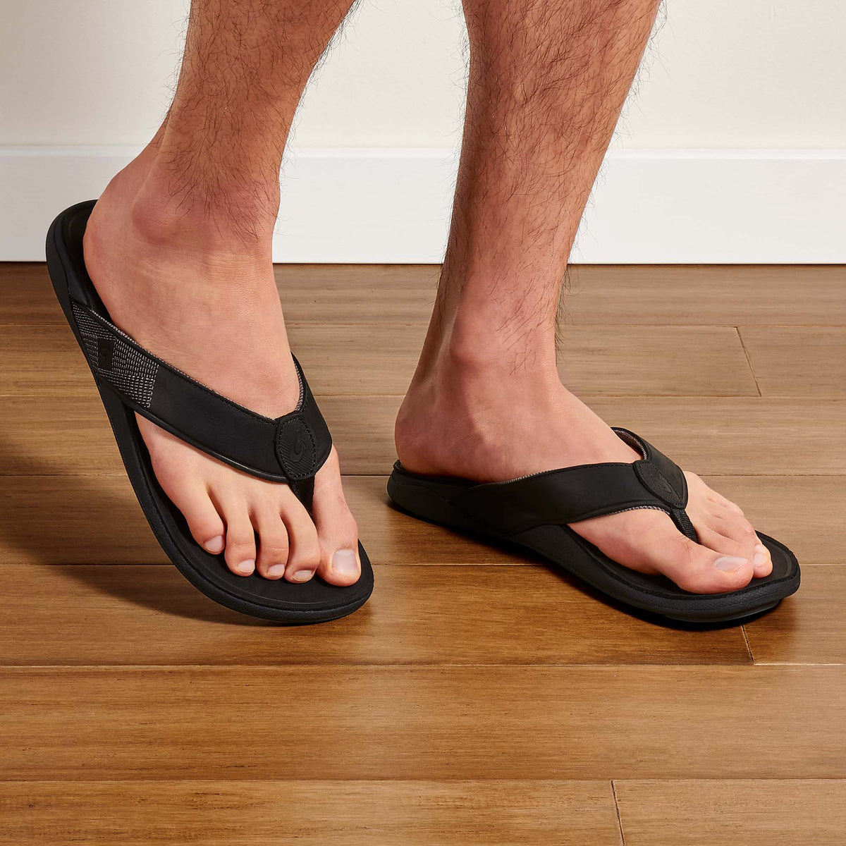 OluKai Featured - Tuahine Men's Waterproof Leather Beach Sandals - Black