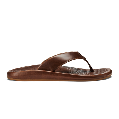 OluKai Latest - ‘Ilikai Men‘s Leather Sandals - Toffee