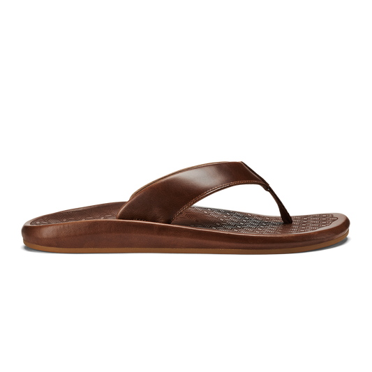 OluKai Latest - ‘Ilikai Men‘s Leather Sandals - Toffee