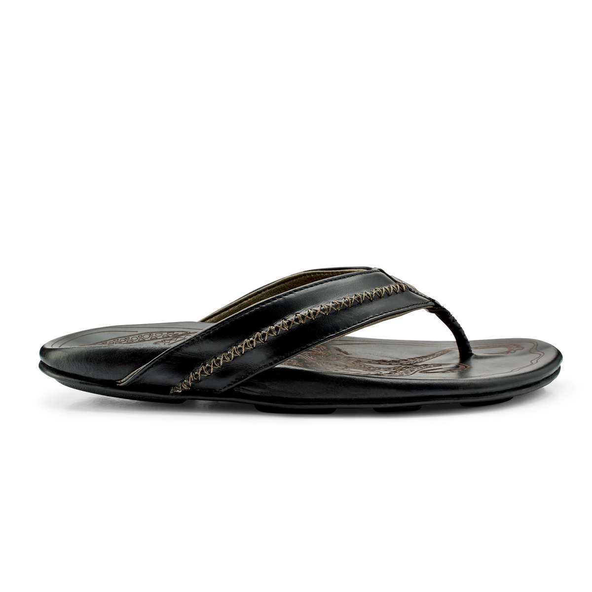 OluKai Classic - OluKai Mea Ola - Black | Men's Leather Beach Sandals