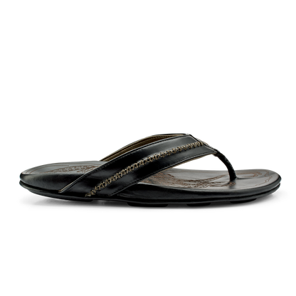 OluKai Classic - OluKai Mea Ola - Black | Men's Leather Beach Sandals