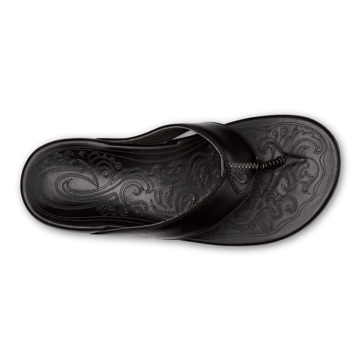 OluKai Premium - Mekila Men's Full-Grain Leather Beach Sandals - Black