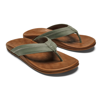 OluKai Quality - Hiapo - Odyssey Grey / Sahara Men’s Leather Beach Sandals