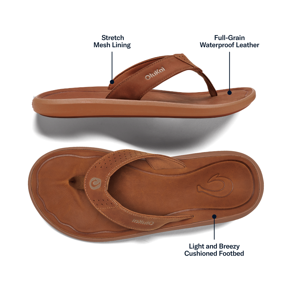 OluKai Discount - Pili Men’s Waterproof Leather Sandals - Fox