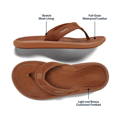 OluKai Discount - Pili Men’s Waterproof Leather Sandals - Fox