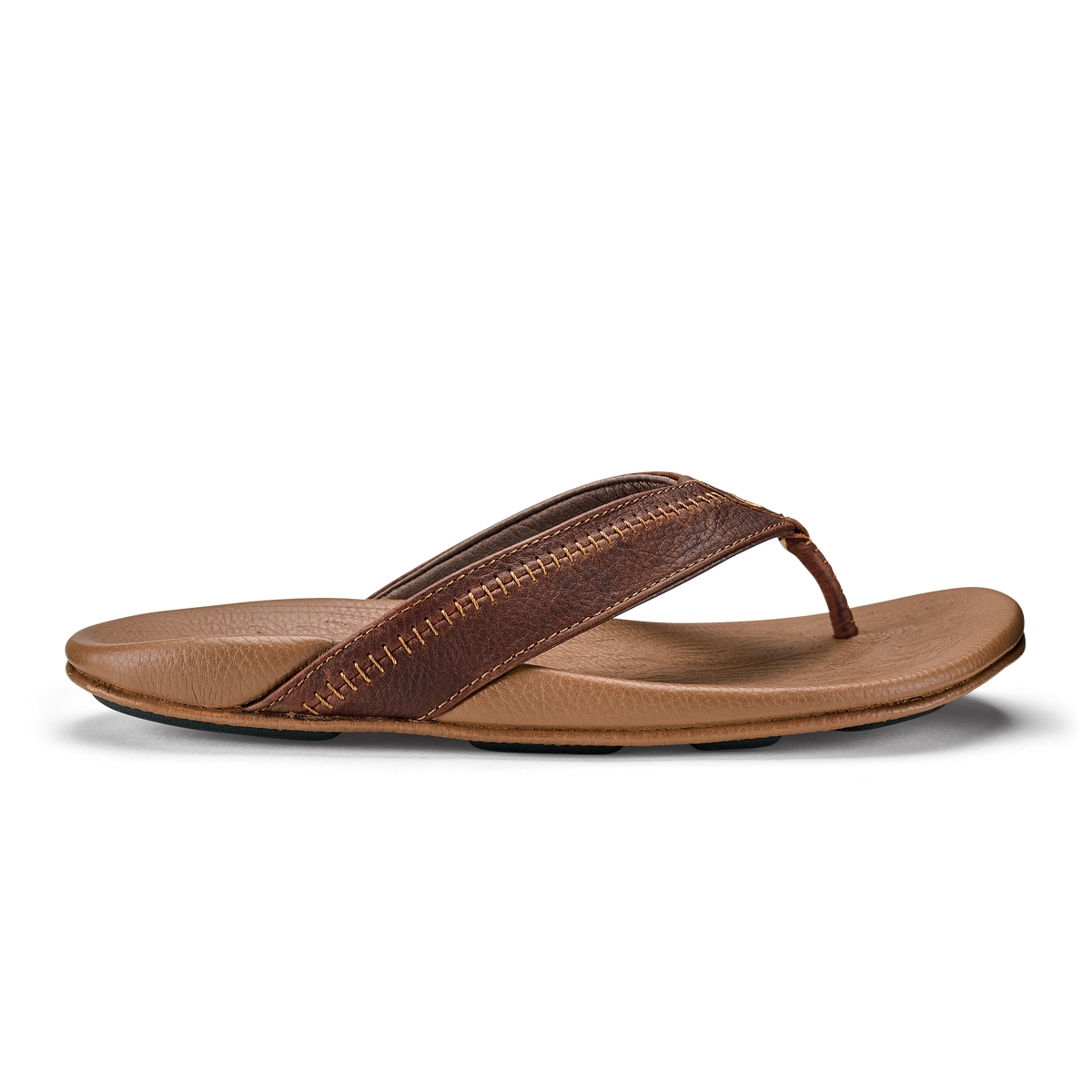 OluKai Essential - Hiapo -Dark Java / Toffee Men’s Leather Beach Sandals