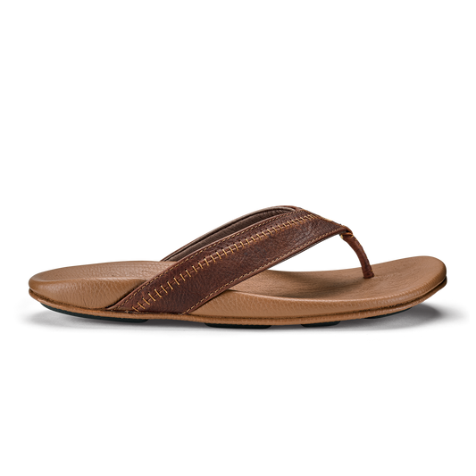 OluKai Essential - Hiapo -Dark Java / Toffee Men’s Leather Beach Sandals