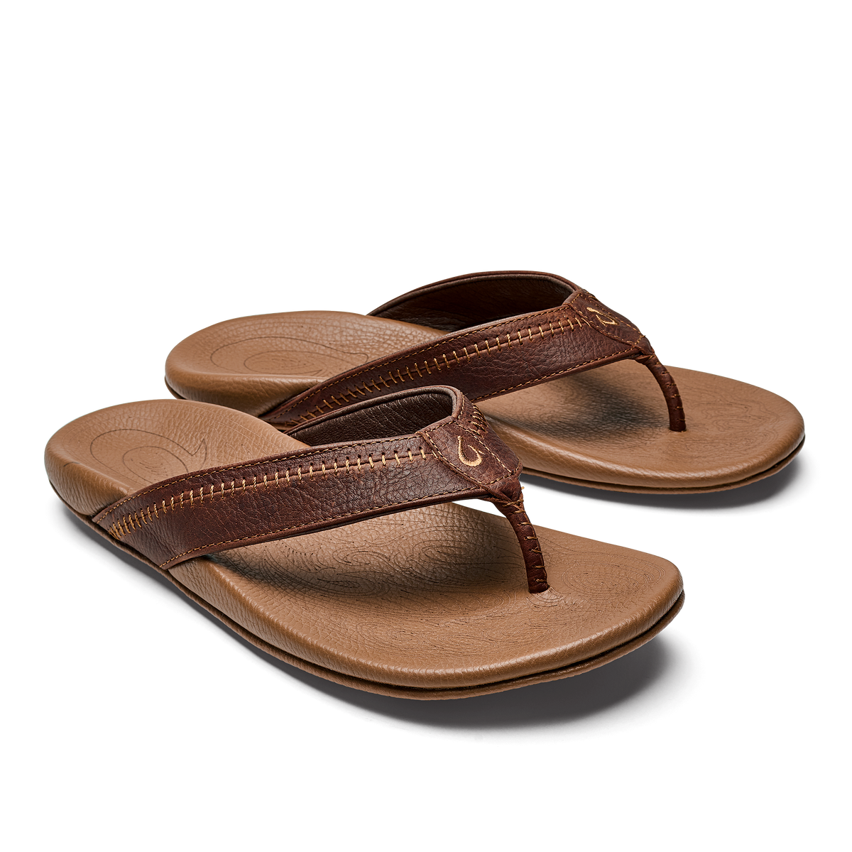 OluKai Essential - Hiapo -Dark Java / Toffee Men’s Leather Beach Sandals