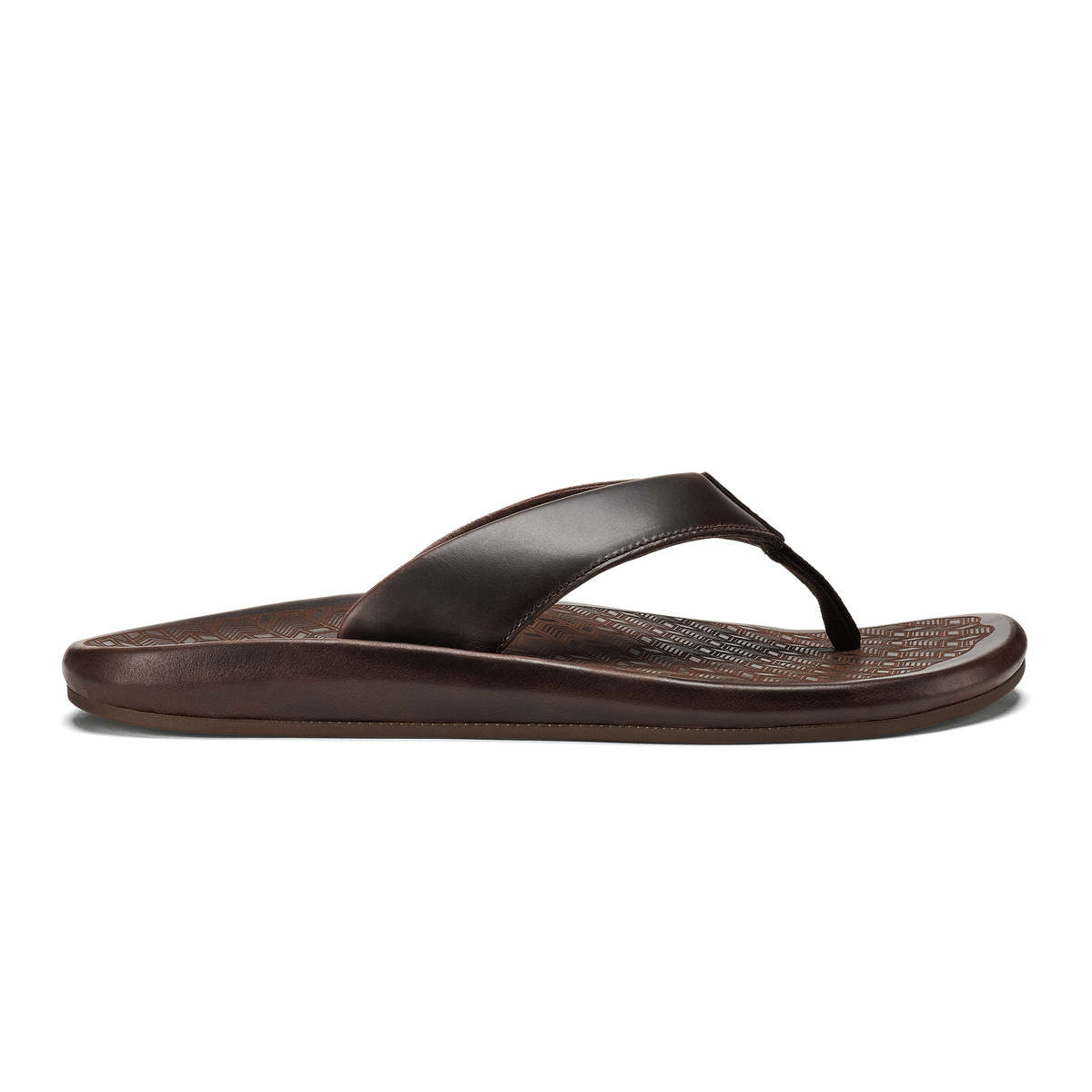 OluKai Essential - ‘Ilikai Men‘s Leather Beach Sandals - Dark Wood