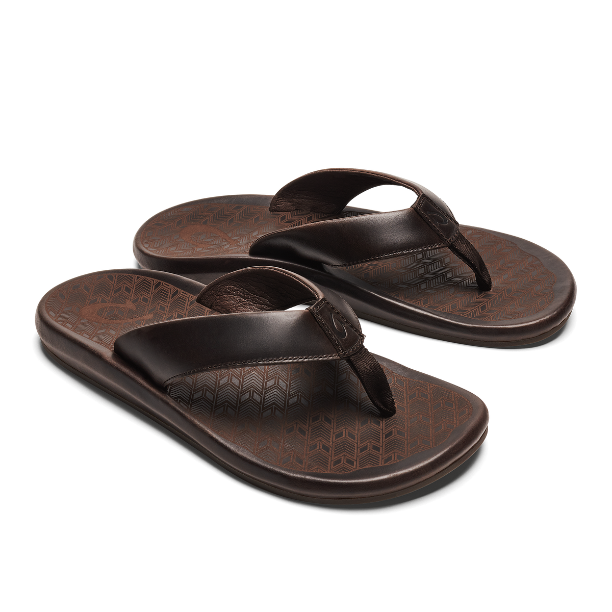 OluKai Essential - ‘Ilikai Men‘s Leather Beach Sandals - Dark Wood