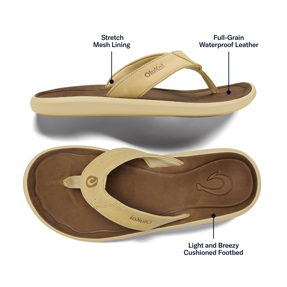 OluKai Value - Pili Men’s Waterproof Leather Sandals - Toasted Coconut / Tan