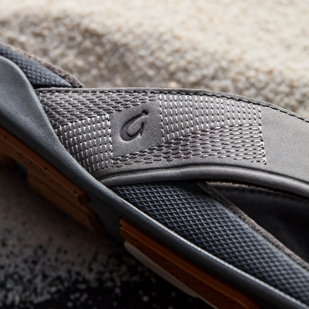 OluKai Smart Buy - Tuahine Men's Waterproof Leather Beach Sandals - Rock