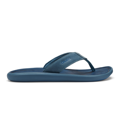 OluKai Hot Sale - Pili Men’s Waterproof Leather Sandals - Blue Fog / Coastal Blue