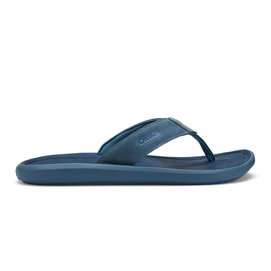 OluKai Hot Sale - Pili Men’s Waterproof Leather Sandals - Blue Fog / Coastal Blue
