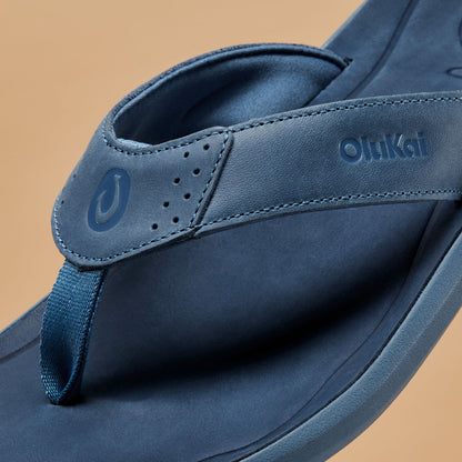 OluKai Hot Sale - Pili Men’s Waterproof Leather Sandals - Blue Fog / Coastal Blue