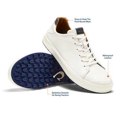 OluKai Smart Buy - Wai‘alae Men’s Waterproof Leather Golf Shoes - White