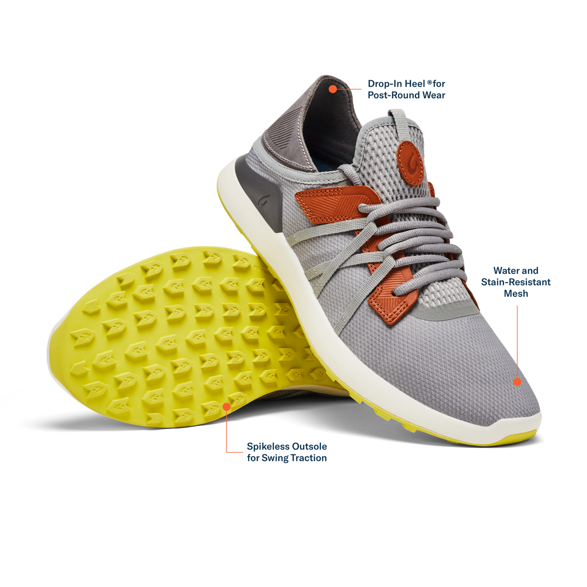 OluKai Great Value - Manele Men’s Breathable Golf Shoes - Poi / Charcoal